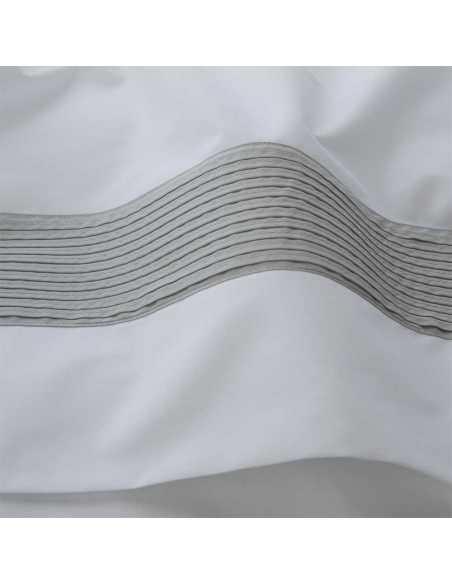 juego de cama con cenefa gris percal algodón 200 hilos
