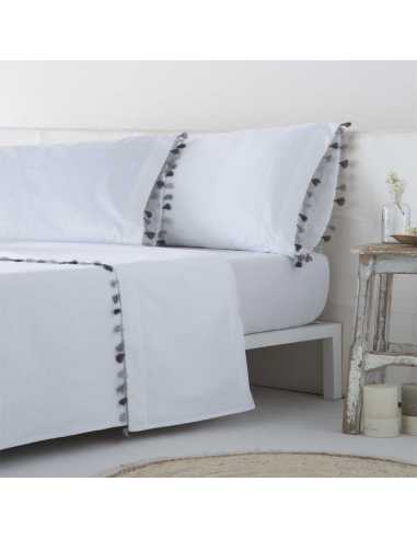 Juego de sábanas blancas 50% algodón 50% poliéster cama de 135 cm 4pz