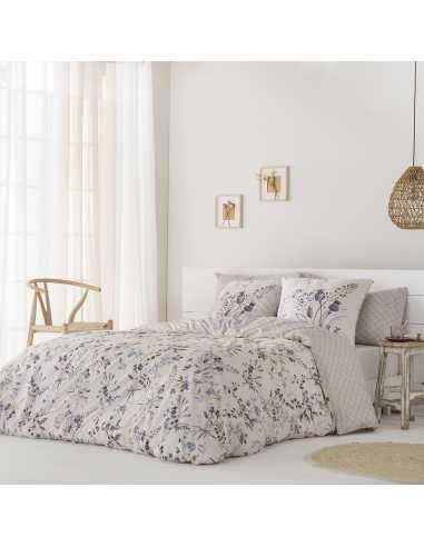 COTTON ARTean - Funda nórdica bordada CIBUR percal algodón blanco 240x220  cama 150