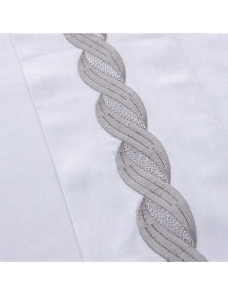 juego de sábanas 100% satén algodón egipcio bordada blanco