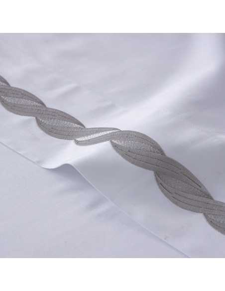juego de cama 100% satén algodón egipcio bordada blanco