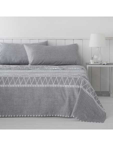 sábanas con bajera ajustable gris