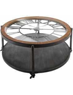mesa con reloj madera