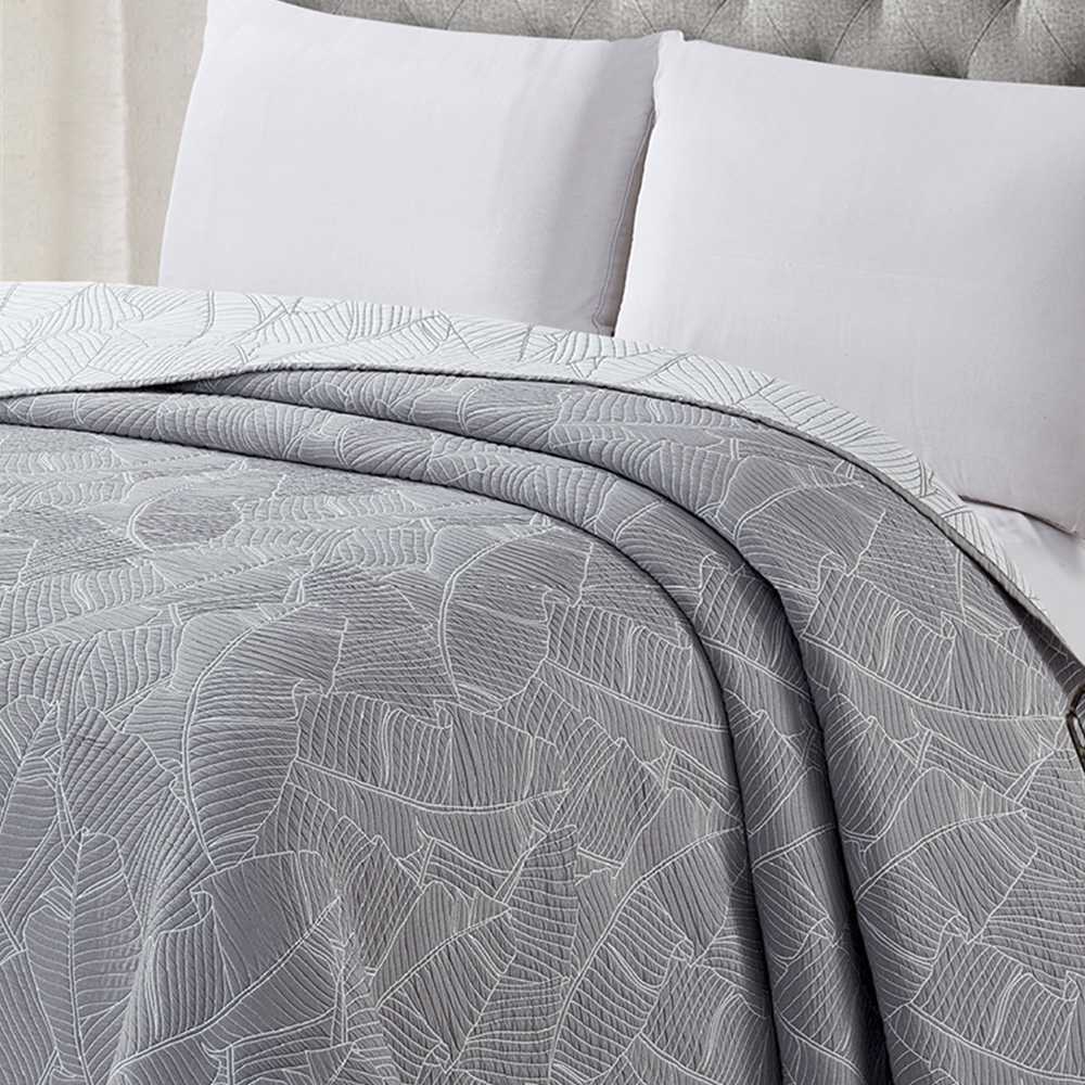 colcha primavera verano gris reversible