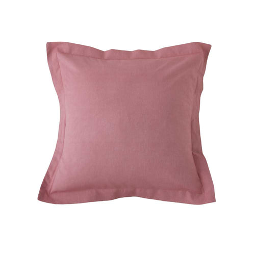 FUNDA DE COJIN COLOR CORAL CIERRE CON SOLAPA ALGODON ORGANICO