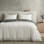 Funda nórdica reversible de algodón 200 hilos en color blanco y gris