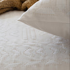 Funda nórdica beige de algodón y lino con botones, tacto suave y estilo natural