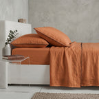 Sábana de percal de algodón 200 hilos color caldera, ropa de cama