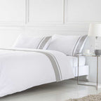 Funda de edredón nórdico confeccionada en satén de algodón egipcio de 400 hilos.