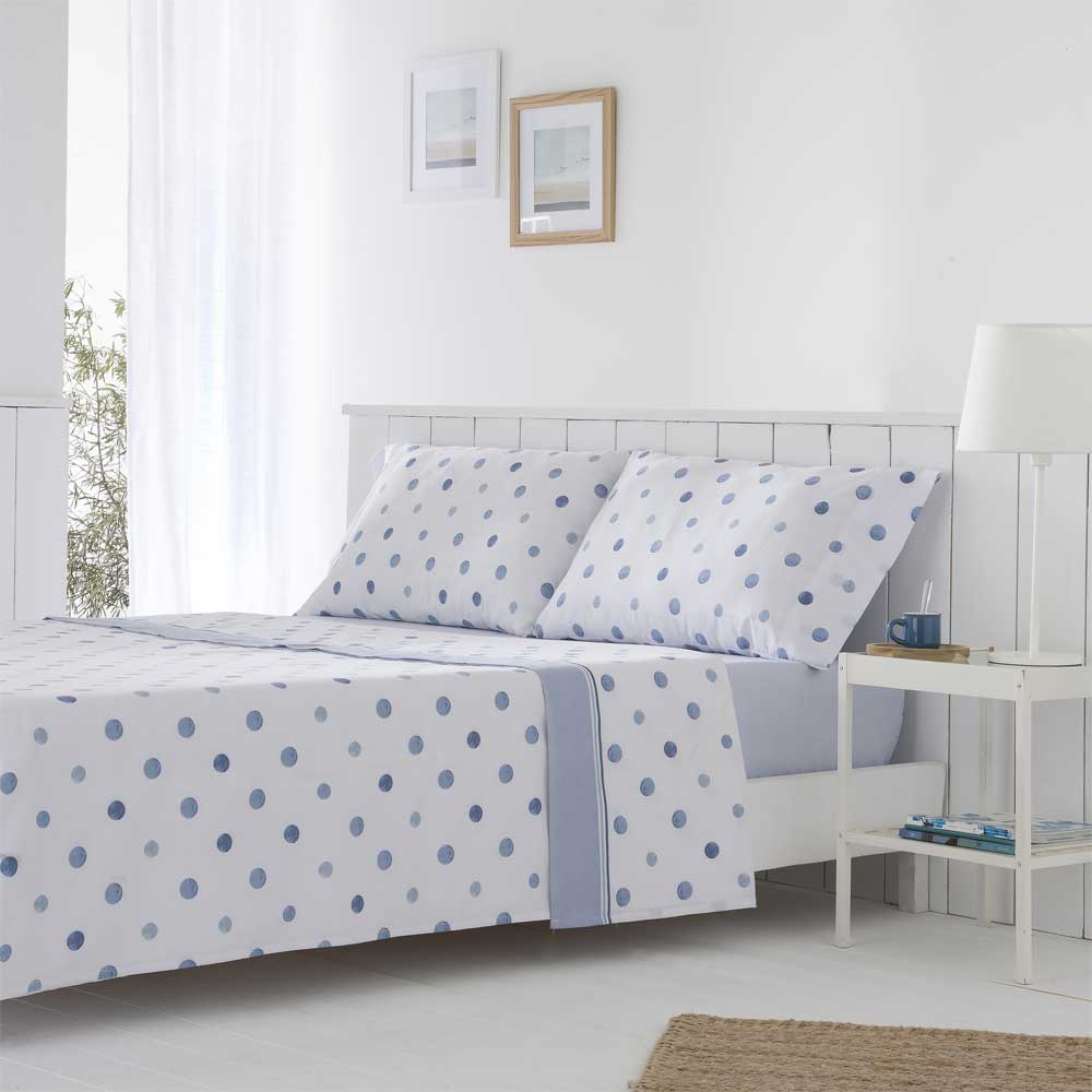 Juego de sábanas de poliéster y algodón compuesto por sábana encimera, bajera ajustable y funda de almohada, con tejido suave, resistente, transpirable y de fácil mantenimiento