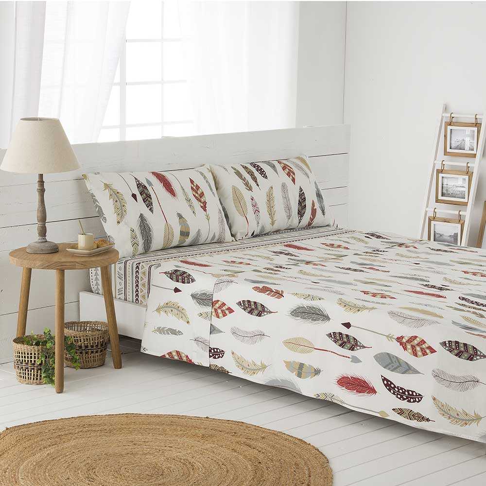 Juego de sábanas de percal algodón multicolor, suave, fresco y transpirable, ideal para un descanso confortable durante todo el año.