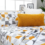 Sábanas  de poliéster-algodón con juego completo de cama, tejido confortable, fácil planchado y acabado duradero para cualquier dormitorio. gris y mostaza carnaby gris