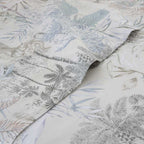 Sábanas de satén de algodón 200 hilos en color beige con encimera estampada y bajera ajustable lisa, elegantes, frescas y confortables para el descanso diario.
