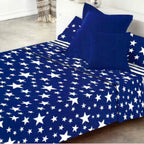 Ropa de cama AZUL CON ESTRELLAS de poliéster y algodón con tejido transpirable, fácil planchado y textura confortable para todas las estaciones del año.