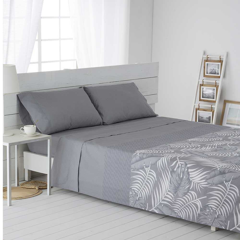 Sábanas lisas beige de algodón percal 200 hilos, con tejido resistente, transpirable y de aspecto natural y elegante.