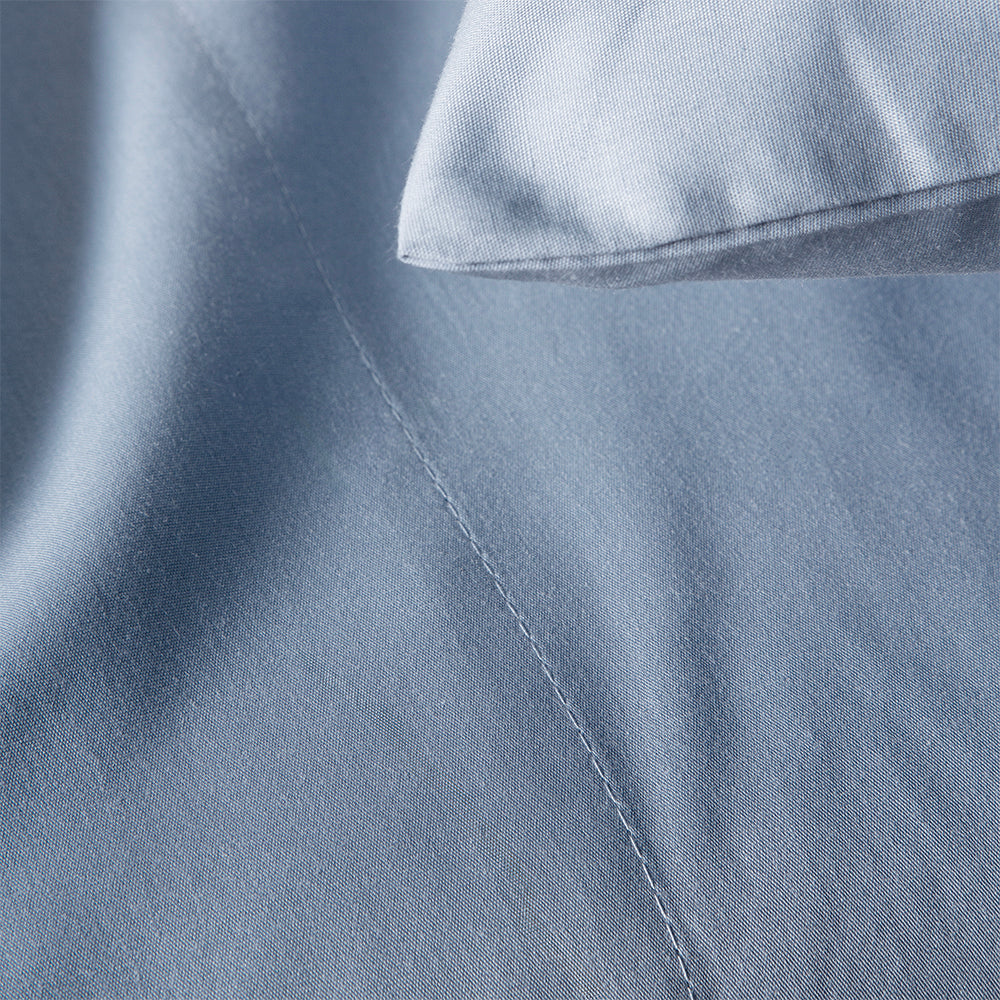Sábanas de percal de algodón de 200 hilos AZUL con superficie lisa, tacto agradable y estilo atemporal para cualquier dormitorio.