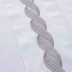 Juego de sábanas blanco de satén algodón egipcio 300 hilos, con tacto sedoso, brillo elegante y acabado de alta calidad.
