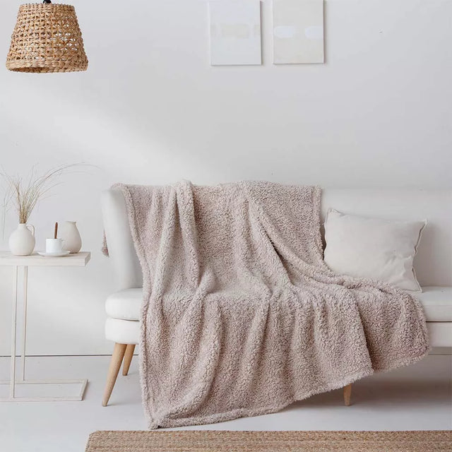 manta plaid multiusos beige ideal para viaje sofá cama
