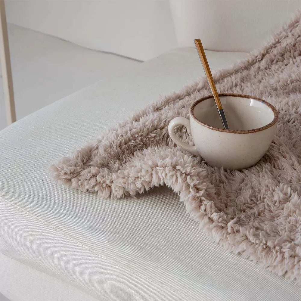 plaid de sofá cama viaje muy agradable cálido beige